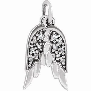 14K Rose .03 CTW Natural Diamond Angel Wings Pendant