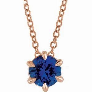 14K Rose 1/2 CT Natural Diamond Solitaire 16-18" Necklace