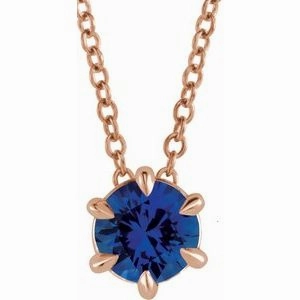 14K Rose 1/4 CT Natural Diamond Solitaire 16-18" Necklace