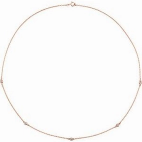 14K Rose 1/4 CTW Natural Diamond 5-Station 18" Necklace
