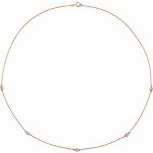14K Rose 1/4 CTW Natural Diamond 5-Station 18" Necklace
