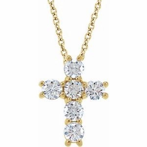 14K Rose 1/4 CTW Natural Diamond Cross 18" Necklace