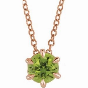14K Rose 3/4 CT Natural Diamond Solitaire 16-18" Necklace