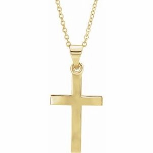 14K Rose Cross 18" Necklace