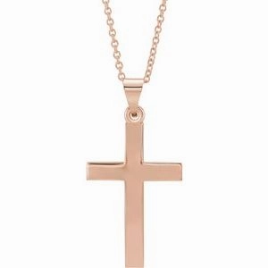 14K Rose Cross 18" Necklace