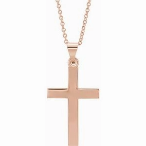 14K Rose Cross 18" Necklace