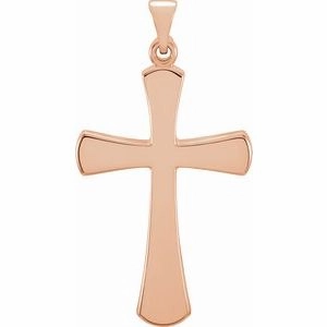 14K Rose Cross Pendant