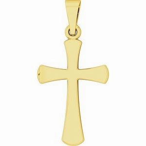 14K Rose Cross Pendant
