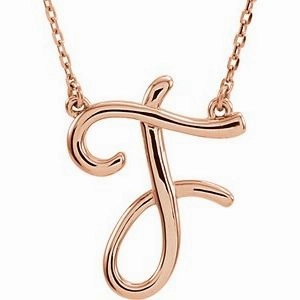 14K Rose Script Initial A 16" Necklace