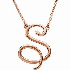 14K Rose Script Initial A 16" Necklace