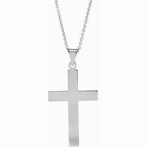 14K White 18 x 12 mm Cross 18" Necklace