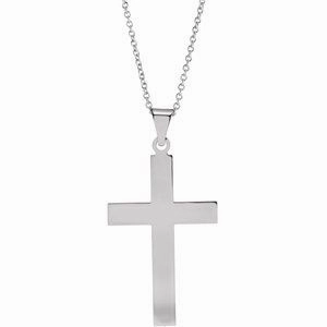 14K White 18 x 12 mm Cross 18" Necklace