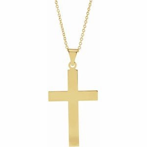 14K White 18 x 12 mm Cross 18" Necklace