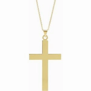 14K White 18 x 12 mm Cross 18" Necklace