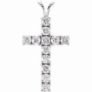 14K White 1 1/5 CTW Lab-Grown Diamond Cross Pendant
