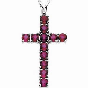 14K White 1 1/5 CTW Lab-Grown Diamond Cross Pendant
