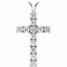 14K White 1 1/5 CTW Lab-Grown Diamond Cross Pendant