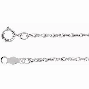 14K White 1.25 mm Rope 16" Chain