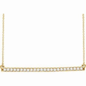 14K White 1/3 CTW Natural Diamond Bar 16-18" Necklace