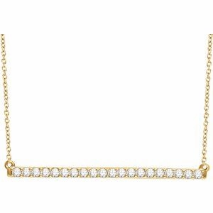 14K White 1/3 CTW Natural Diamond Bar 16-18" Necklace