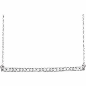 14K White 1/3 CTW Natural Diamond Bar 16-18" Necklace
