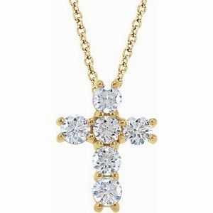 14K White 1/4 CTW Lab-Grown Diamond Cross 18" Necklace