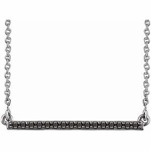 14K White 1/6 CTW Natural Blue Diamond Bar 16-18" Necklace