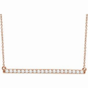 14K White 1/6 CTW Natural Diamond Bar 16-18" Necklace