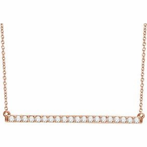 14K White 1/6 CTW Natural Diamond Bar 16-18" Necklace