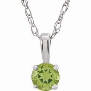 14K White 3 mm  Natural Amethyst Youth Solitaire 14" Necklace