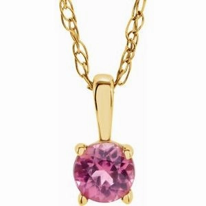14K White 3 mm  Natural Amethyst Youth Solitaire 14" Necklace