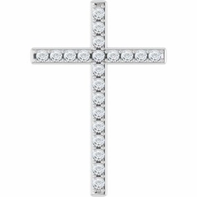 14K White 5/8 CTW Natural Diamond Cross Pendant