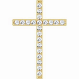 14K White 5/8 CTW Natural Diamond Cross Pendant