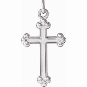 14K White Cross Pendant