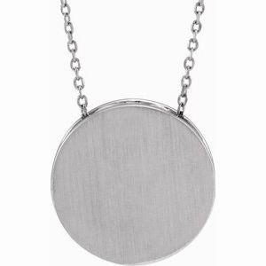 14K White Engravable Disc 16-18" Necklace