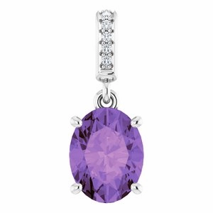 14K White Natural Mozambique Garnet & .03 CTW Natural Diamond Pendant