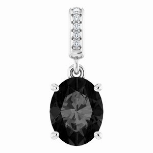 14K White Natural Mozambique Garnet & .03 CTW Natural Diamond Pendant