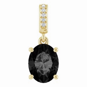14K White Natural Mozambique Garnet & .03 CTW Natural Diamond Pendant