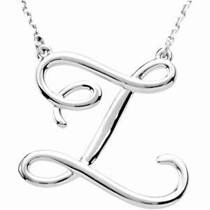 14K White Script Initial A 16" Necklace