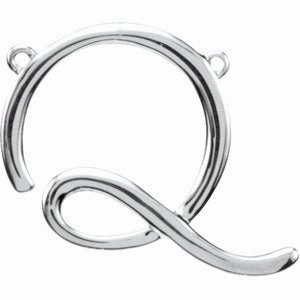 14K White Script Initial D Necklace Center