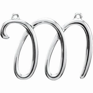 14K White Script Initial D Necklace Center