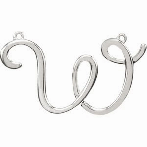 14K White Script Initial D Necklace Center