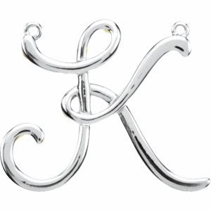 14K White Script Initial D Necklace Center