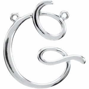 14K White Script Initial D Necklace Center