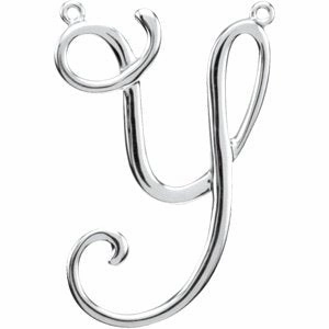 14K White Script Initial D Necklace Center