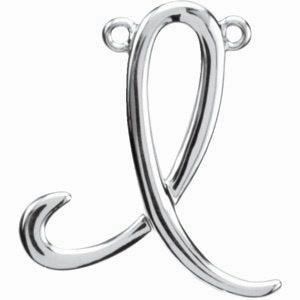 14K White Script Initial D Necklace Center