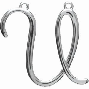 14K White Script Initial D Necklace Center