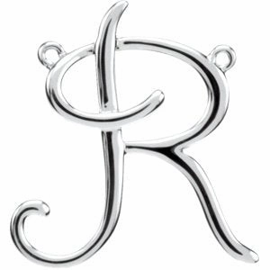 14K White Script Initial D Necklace Center
