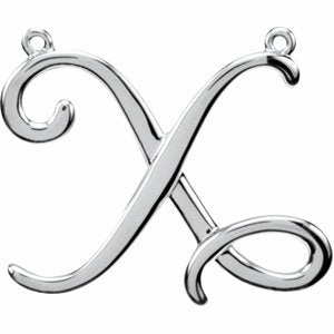 14K White Script Initial D Necklace Center