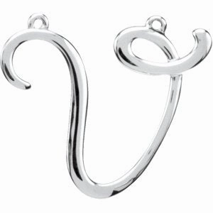 14K White Script Initial D Necklace Center
